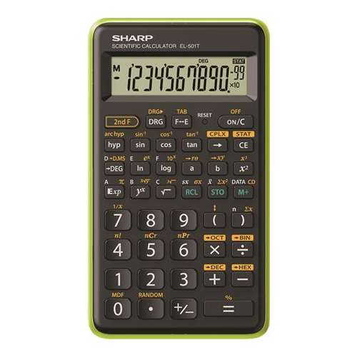 SHARP EL-501TBGR wissenschaftlicher Taschenrechner, schwarz-grün, 146 Funktionen