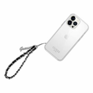 Przezroczyste etui na telefon Guess z czarnym łańcuszkiem - Guess