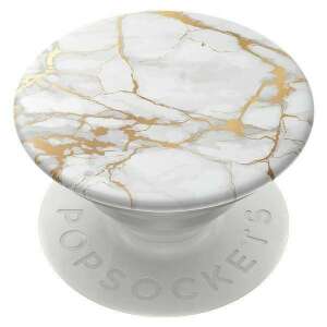 Mânere pentru telefon PopSockets 2 Gold Lutz Marble, alb cu model de marmură aurie - Popsockets