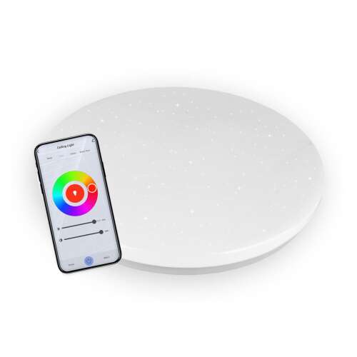 Inteligentne oświetlenie sufitowe Commel LED Smart Wifi z efektem gwiazd, 48 cm, 36 W, białe, okrągłe, sterowane za pomocą aplikacji na smartfona