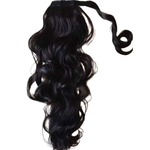 TERMÉSZETES FEKETE 2-ES EXTRA HOSSZÚ Hullámos Körbe hajas csatos tépőzáras copf