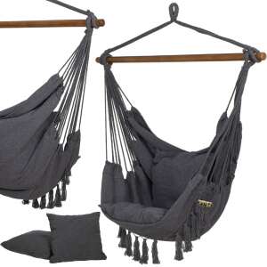 Springos Brazil hanging chair with two pillows, gray - Garden Furniture