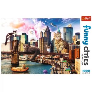 Puzzle Trefl Crazy City Mačky v New Yorku 1000 dielikov - Puzzle