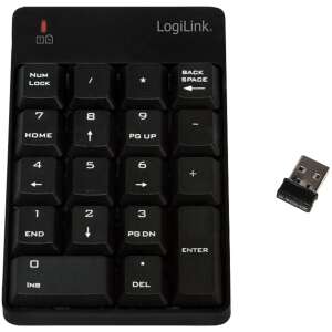 LogiLink wireless numeric keypad, black, 18 keys, 2.4GHz, compact, for desktop computers - Logilink