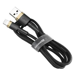 Cablu Baseus Cafule 2A 3m Lightning - Cablu USB negru și auriu pentru încărcarea iPhone-ului - Cabluri Lightning