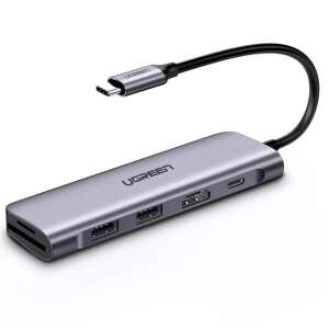 UGREEN CM195 6 az 1-ben USB-C hub 2x USB 3.0, HDMI, SD / microSD, 100 W (szürke) - Ugreen