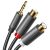 Közelkép az UGREEN 3.5mm - 2 RCA audio kábel csatlakozóiról