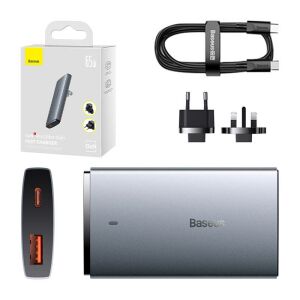 Baseus GaN5 65W Charger Collage with Accessories - Baseus Phone Charger