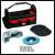 Einhell TC-AG 125/850 Kit angle grinder accessories: protective cover, 3 cutting discs, 1 sanding disc, and a carrying bag