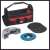Einhell TC-AG 125/850 Kit angle grinder accessories: protective cover, 3 cutting discs, 1 sanding disc, and a carrying bag