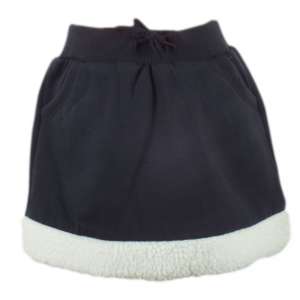 Fustă pentru fete de culoare bleumarin închis cu bordură din blană albă, marca Knot So Bad - Knot So Bad