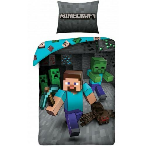Minecraft Gamer Bedding Set 140x200 cm with Steve, Zombie, Creeper and Spider