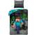 Minecraft bedding set with a design featuring Steve, a creeper, a zombie, and a spider