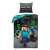 Minecraft bedding set with a design featuring Steve, a creeper, a zombie, and a spider