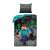 Minecraft bedding set with a design featuring Steve, a creeper, a zombie, and a spider