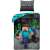 Minecraft bedding set with a design featuring Steve, a creeper, a zombie, and a spider