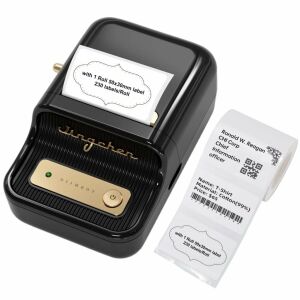 Niimbot B21 Black Label Printer with printed labels - Niimbot