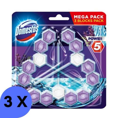Domestos Power5 WC frissítő blokk Lavender (3x55g)