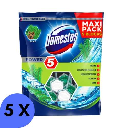 Domestos Power5 WC frissítő blokk Pine (5x55g)