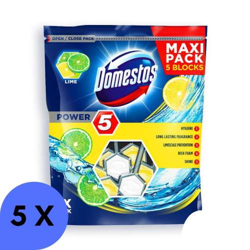 Domestos Power5 WC frissítő blokk Lime (5x55g)
