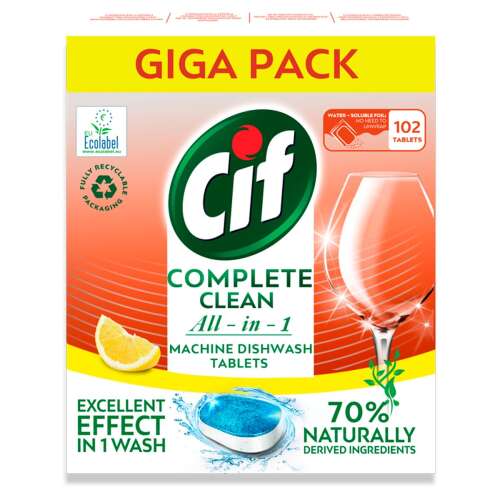 Tablete pentru masina de spalat vase Cif Complete Clean All-in-One Regular 102 buc