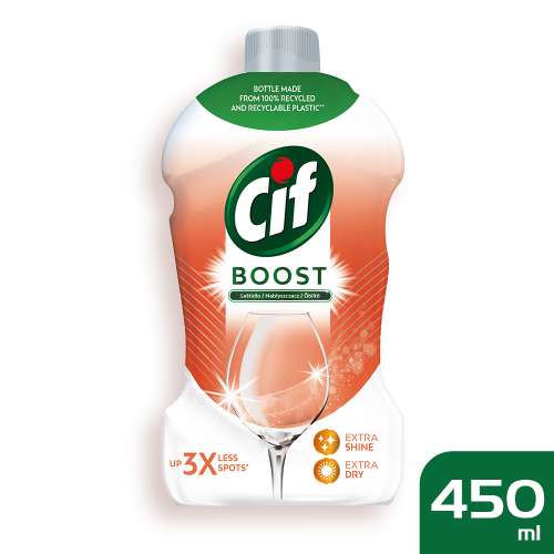 Cif Boost Geschirrspüler-Klarspüler, 450ml, für extra Glanz und Trocknung, aus recyceltem Kunststoff
