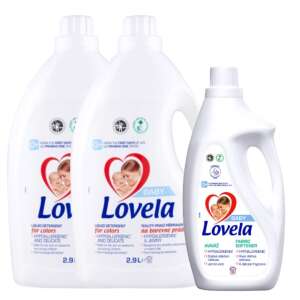 Set Lovela Baby detergent hipoalergenic și balsam de rufe, 2 x 2,9L detergent și 2L balsam de rufe - Gel de spălare, Clătiți și Capsulă de spălare