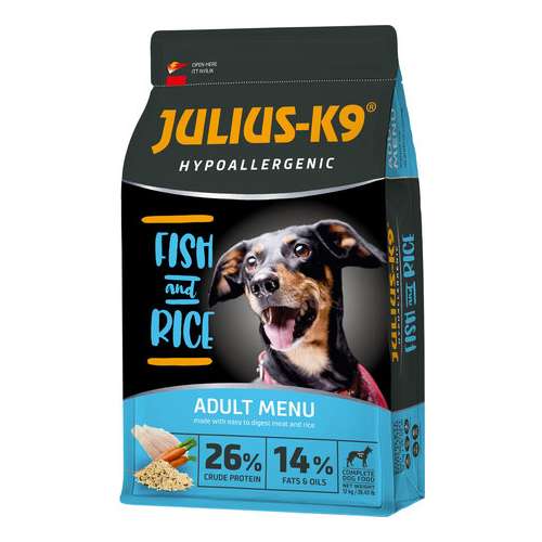 Julius-K9 Hypoallergenic Fish & Rice (2 x 12 kg + 3 kg ajándékba) 27kg 31602689
