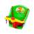 Green baby swing seat with ropes and sun design, for outdoor play