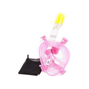 Rosa Vollgesichts-Schnorchelmaske mit Schnorchel und Tragetasche - Tauchmasken