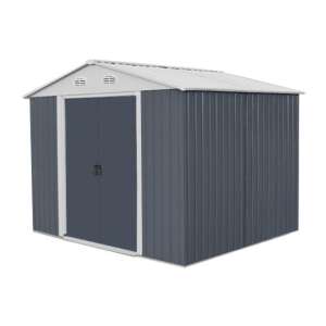 Căsuță de grădină HECHT 6X8PLUS, depozitare exterioară metalică gri - Dulapuri si lazi depozitare gradina