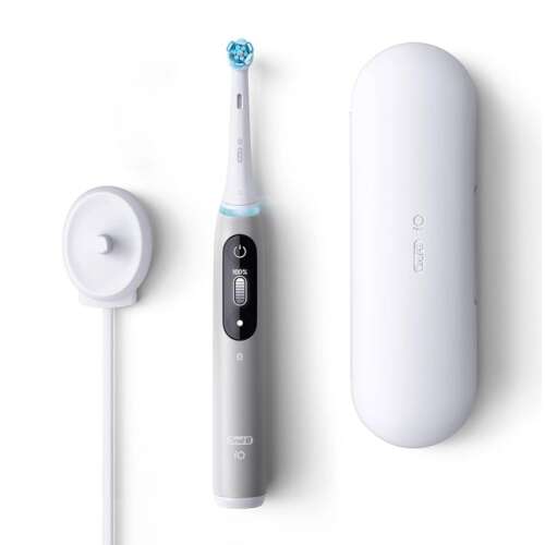 Oral-B iO Series 6 elektromos fogkefe, szürke opál, töltőállomással és utazótokkal