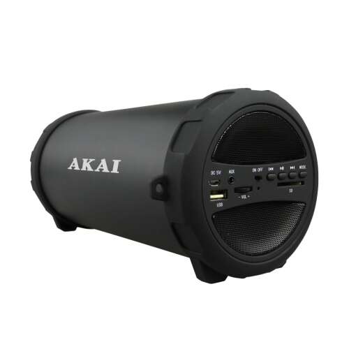 Akai ABTS-11B black Bluetooth speaker, close-up of controls