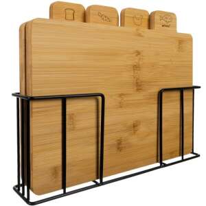 4-piece Bamboo Cutting Board Set with Stand 59668117