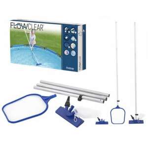 Set de curățare a piscinei Bestway Flowclear, care include un stâlp telescopic, o plasă pentru frunze, un cap de aspirare și un sac pentru resturi - Unelte de curățare manuală