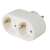 White 2-socket power adapter with 90 degree angled outlets