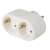 White 2-socket power adapter with 90 degree angled outlets