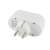 White 2-socket power adapter with 90 degree angled outlets