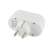 White 2-socket power adapter with 90 degree angled outlets