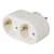 White 2-socket power adapter with 90 degree angled outlets