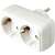 White 2-socket power adapter with 90 degree angled outlets