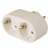 White 2-socket power adapter with 90 degree angled outlets