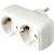 White 2-socket power adapter with 90 degree angled outlets