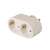 White 2-socket power adapter with 90 degree angled outlets