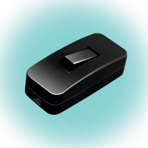 Black in-line light switch, 4A, 2x0.75mm2, for indoor use, for lamps only