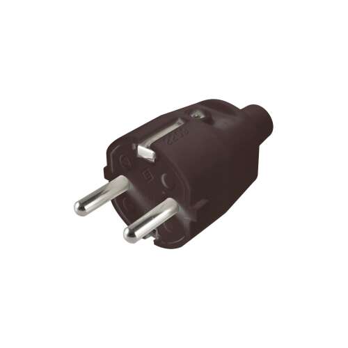 Black grounded plug with straight cable entry