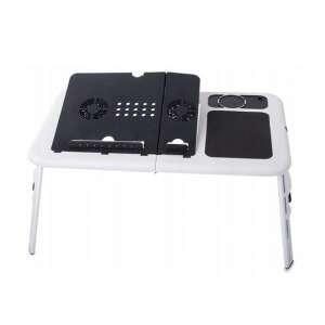 Laptop stôl so zabudovaným ventilátorom, držiakom pohárov