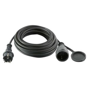 10m black rubberized extension cord with socket and plug - Extension Cord
