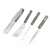 BBQ grill tool set with 4 pieces, including tongs, spatula, fork, and knife, with wooden handles