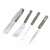 BBQ grill tool set with 4 pieces, including tongs, spatula, fork, and knife, with wooden handles